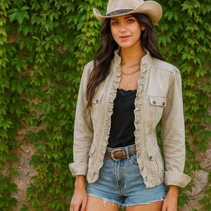 NICK & MO VINTAGE Ruffled Utility Jacket, S